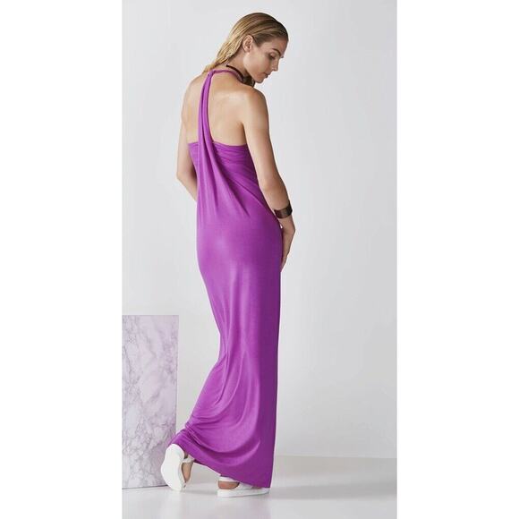 Fabletics Purple Neema Halter Neck Sleeveless Open Back Maxi Dress Size L 10-12 - Picture 2 of 9